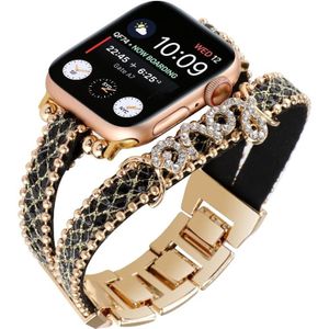 LOVE leren ketting horlogeband voor Apple Watch Series 8&7 41mm / SE 2&6&SE&5&4 40mm / 3&2&1 38mm