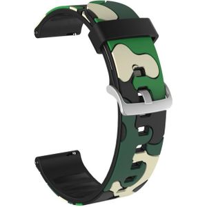 20mm For Fossil Hybrid Smartwatch HR Camouflage Silicone Replacement Wrist Strap Watchband with Silver Buckle(4)