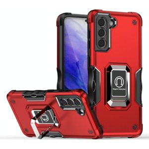 For Samsung Galaxy S21+ 5G Ring Holder Non-slip Armor Phone Case(Red)