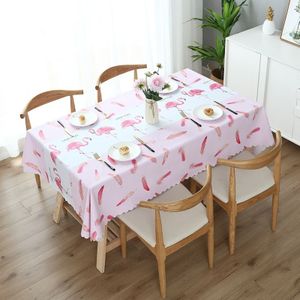 Printinging Coffee Dining Table Cloth PVC Waterproof Oilproof Anti-scalding Tablecloth  Size:140x180cm Dining Table(Flamingo)