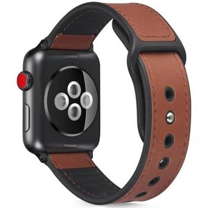 Paste Leather TPU Watchband For Apple Watch Series 6 & SE & 5 & 4 44mm / 3 & 2 & 1 42mm(Dark Brown)