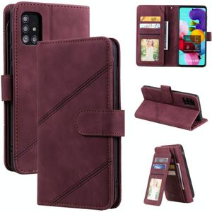 For Samsung Galaxy A51 Skin Feel Business Horizontal Flip PU Leather Case with Holder & Multi-Card Slots & Wallet & Lanyard & Photo Frame(Wine Red)