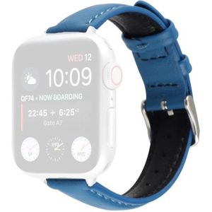14mm Slim Genuine Leather Strap Watchband For Apple Watch Series 6 & SE & 5 & 4 44mm / 3 & 2 & 1 42mm(Blue)
