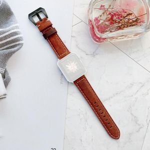 Big Head Buckle Leather Replacement Watchbands For Apple Watch Series 6 & SE & 5 & 4 40mm / 3 & 2 & 1 38mm(Red)