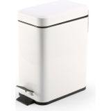 Household Stainless Steel Foot Pedal Small Rectangular Trash Can(White)