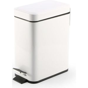 Household Stainless Steel Foot Pedal Small Rectangular Trash Can(White)