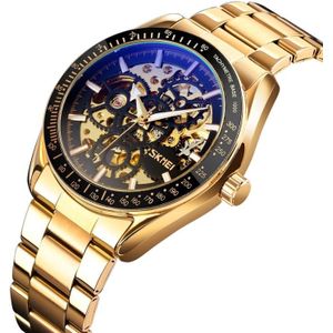 SKMEI 9194 Men Mechanical Gear Dial Automatic Mechanical Watch(Gold Black)