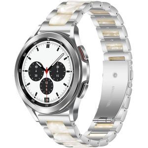 Voor Galaxy Watch 4 Classic 42 / 46mm Interbead hars metalen horlogeband (zilver wit)