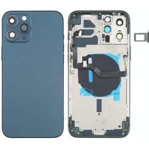 Battery Back Cover (with Side Keys & Card Tray & Power + Volume Flex Cable & Wireless Charging Module) for iPhone 12 Pro Max(Blue)