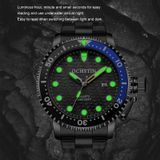 OCHSTIN 7003A multifunctioneel quartz waterdicht lichtgevend stalen band herenhorloge (zilver + zwart)