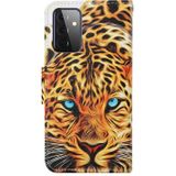 For Samsung Galaxy A72 5G / 4G Colored Drawing Pattern Horizontal Flip Leather Case with Holder & Card Slots & Wallet & Lanyard(Yellow Leopard)