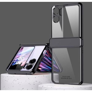 Voor OPPO Find N2 Flip Galvaniseren Frame Scharnier Transparant Telefoonhoesje met beschermfolie