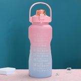 2L Large-Capacity Sports Water Cup Outdoor Drop-Proof Portable Straw Water Bottle(Pink Blue Gradient)