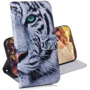 Tiger patroon gekleurde tekening horizontale Flip lederen case voor Galaxy A70  met houder & card slots & portemonnee