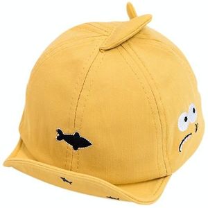C0363 Cartoon Shark Pattern Baby Peaked Cap Cotton Hat  Size: 46cm Adjustable(Yellow)