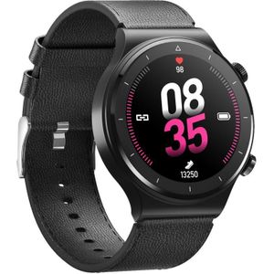 N58 IP67 1.28 Inch Touch Color Screen Smart Watch (lederen zwart)