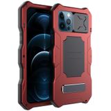 Aluminum Alloy + Silicone Anti-dust Full Body Protection with Holder For iPhone 12 Pro Max(Red)