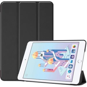 Custer Texture Horizontal Flip Smart PU Leather Case for iPad Mini 4 / Mini 5  with Sleep / Wake-up Function & Three-folding Holder (Black)