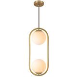 Restaurant Chandelier Single Head Creative Personality Simple Modern Copper Lamp with 5W Three-Color Light  Shape Style:Oval C1