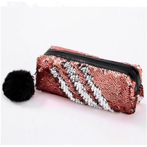3 PCS Reversible Sequin Pencil Case for Girls School Supplies Super Big Stationery Gift Magic Makeup Bag(Champagne+Silver)