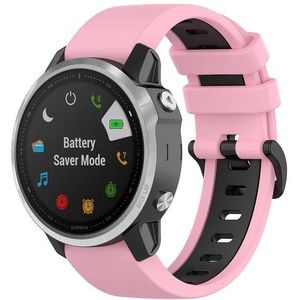 For Garmin Fenix 6X Pro 26mm Silicone Sports Two-Color Watch Band(Pink+Black)