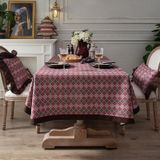 Hotel Home Dining Table Retro Cotton Tablecloth  Size: 140x220cm(Hemming)