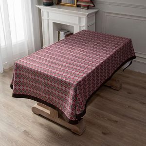 Hotel Home Dining Table Retro Cotton Tablecloth  Size: 140x220cm(Hemming)