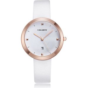 CAGARNY 6871 Fashion Life Waterproof Gold Shell Steel Band Quartz Watch (White)