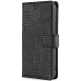 For Motorola Moto E 2020 Skin Feel Crocodile Texture Magnetic Clasp Horizontal Flip PU Leather Case with Holder & Card Slots & Wallet(Black)