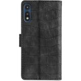 For Motorola Moto E 2020 Skin Feel Crocodile Texture Magnetic Clasp Horizontal Flip PU Leather Case with Holder & Card Slots & Wallet(Black)