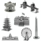 3 PCS 3D Metal Assembly Model World Building DIY Puzzel Speelgoed  Stijl: Elon Kiev Kathedraal