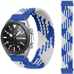 For Samsung Galaxy Watch 46mm Adjustable Nylon Braided Elasticity Replacement Strap Watchband  Size:165mm(Blue White)
