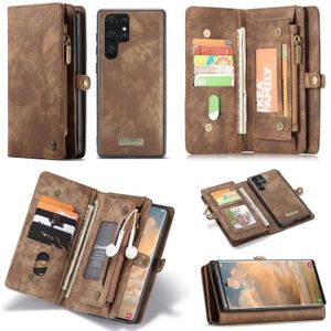 Voor Samsung Galaxy S22 Ultra 5G Caseme-008 Afneembare Multifunctionele Horizontale Flip Leren Case (Brown)