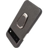 Voor Google Pixel 6 Ring Houder Litchi Textuur Lederen Telefoon Case (Zwart)