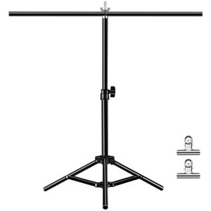 67cm T-Shape Photo Studio Background Support Stand Backdrop Crossbar Bracket with Clips  No Backdrop(Black)