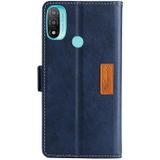 Voor Motorola Moto E20 / E40 Contrast Kleur Side Gesp Lederen Telefoonhoes (blauw + grijs)