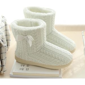 Winter Home Boots Dikke-Soled non-Slip katoenen slippers  maat: 35-36 (Wit)