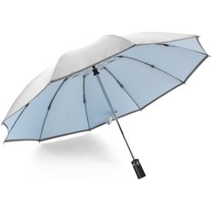 Automatic Titanium Silver Reverse Three-Fold Umbrella Folding Outdoor Sun Umbrella Sunshade Rain Or Sun Umbrella(Quiet Blue)