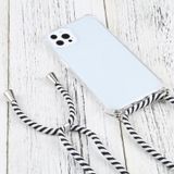 Vierhoek Schokbestendige Transparante TPU-beschermhoes met Lanyard voor iPhone 13 Pro (zwart wit)