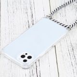 Vierhoek Schokbestendige Transparante TPU-beschermhoes met Lanyard voor iPhone 13 Pro (zwart wit)