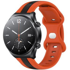 Voor Xiaomi MI Watch S1 22 mm vlindergesp tweekleurige siliconen horlogeband (oranje + zwart)