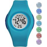 Syneke 8140 Student Jelly Kleurrijke Lichtgevende Waterdichte Digitale Horloge (Sky Blue)