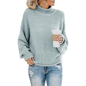 Fashion Thick Thread Turtleneck Knit Sweater (Color:Blue Size:XL)
