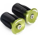 TOSEEK 1 Pair Mountain Bike Handlebar Grips Caps End Plug Aluminum Alloy Bicycle  Bar Ends Plug (Green)