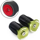 TOSEEK 1 Pair Mountain Bike Handlebar Grips Caps End Plug Aluminum Alloy Bicycle  Bar Ends Plug (Green)