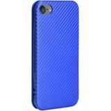 For iPod Touch 5 / 6 / 7 Carbon Fiber Texture Magnetic Horizontal Flip TPU + PC + PU Leather Case with Card Slot(Blue)