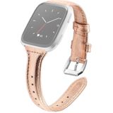For Fitbit Versa 2 Smart Watch Genuine Leather Wrist Strap Watchband  Shrink Version(Rose Gold)