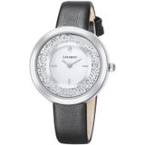 CAGARNY 6878 Water Resistant Fashion Women Quartz Wrist Watch with Leather Band(Black+Silver+White)
