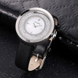 CAGARNY 6878 Water Resistant Fashion Women Quartz Wrist Watch with Leather Band(Black+Silver+White)