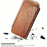 For One Plus Nord Cubic Grid Pressed Horizontal Flip Magnetic PU Leather Case with Holder & Card Slots & Wallet(Brown)